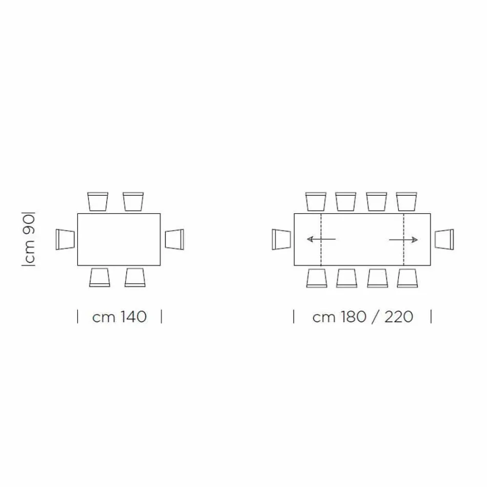 Tavolinë e zgjerueshme deri në 300 cm në Fenix dhe çelik Prodhuar në Itali - Settimmio Viadurini