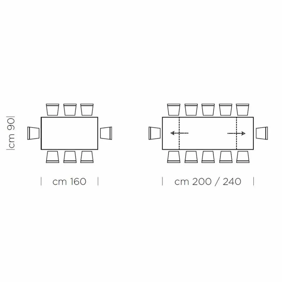 Tavolinë e zgjerueshme deri në 300 cm nga druri dhe çeliku Prodhuar në Itali - Settimmio Viadurini