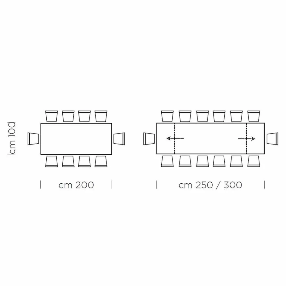 Tavolinë e zgjerueshme deri në 300 cm nga druri dhe çeliku Prodhuar në Itali - Settimmio Viadurini