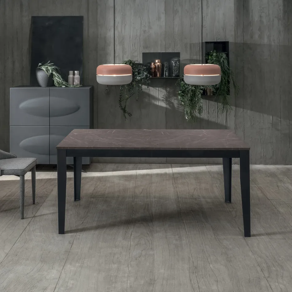 Tavolinë e zgjatur deri në 316 cm në Bazë Melamine dhe Metalike - Temjan Viadurini