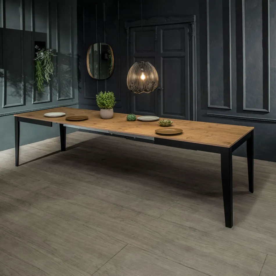 Tavolinë e zgjatur deri në 316 cm në Bazë Melamine dhe Metalike - Temjan Viadurini