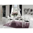 Tavolinë e zgjërueshme deri në 350 cm në Gloss White Tanganika Walnut, Leomas Viadurini