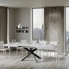 Tavolinë e zgjerueshme deri në 440 cm në hekur dhe dru antracit Prodhuar në Itali - Graffo Viadurini