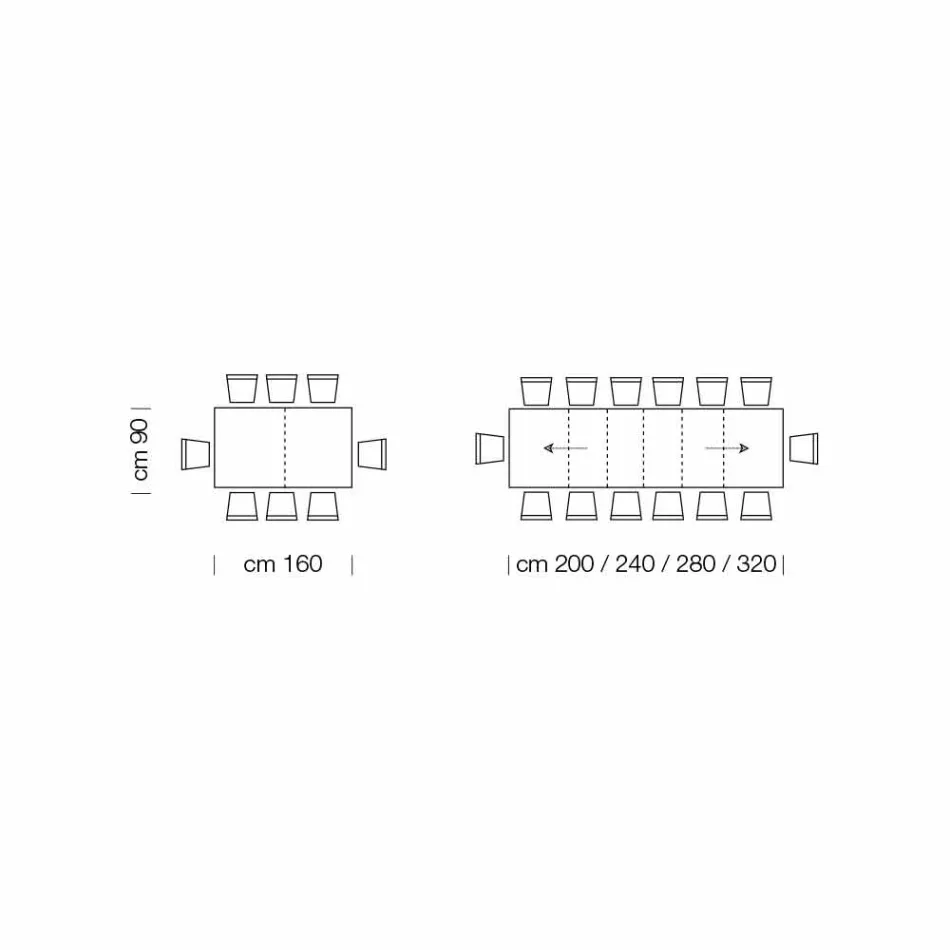 Tavolinë e zgjerueshme deri në 470 cm në Dru me rimeso të prodhuar në Itali – Gordito Viadurini