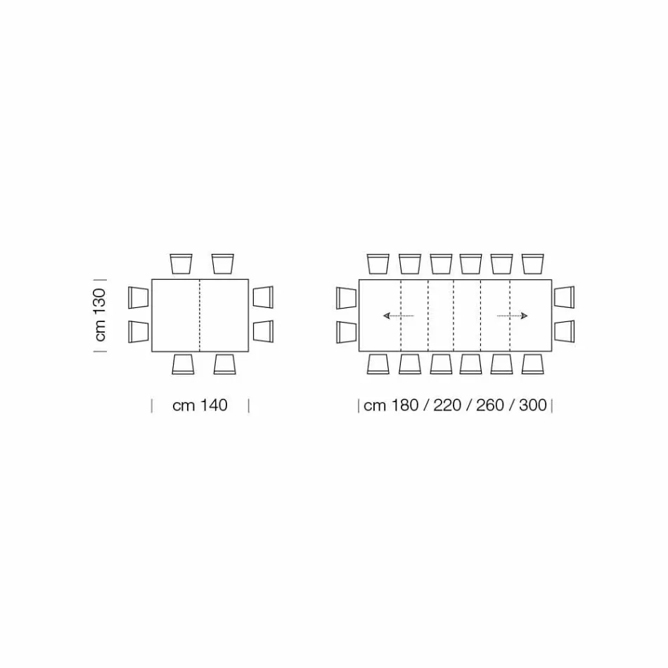 Tavolinë e zgjerueshme deri në 470 cm në Dru me rimeso të prodhuar në Itali – Gordito Viadurini