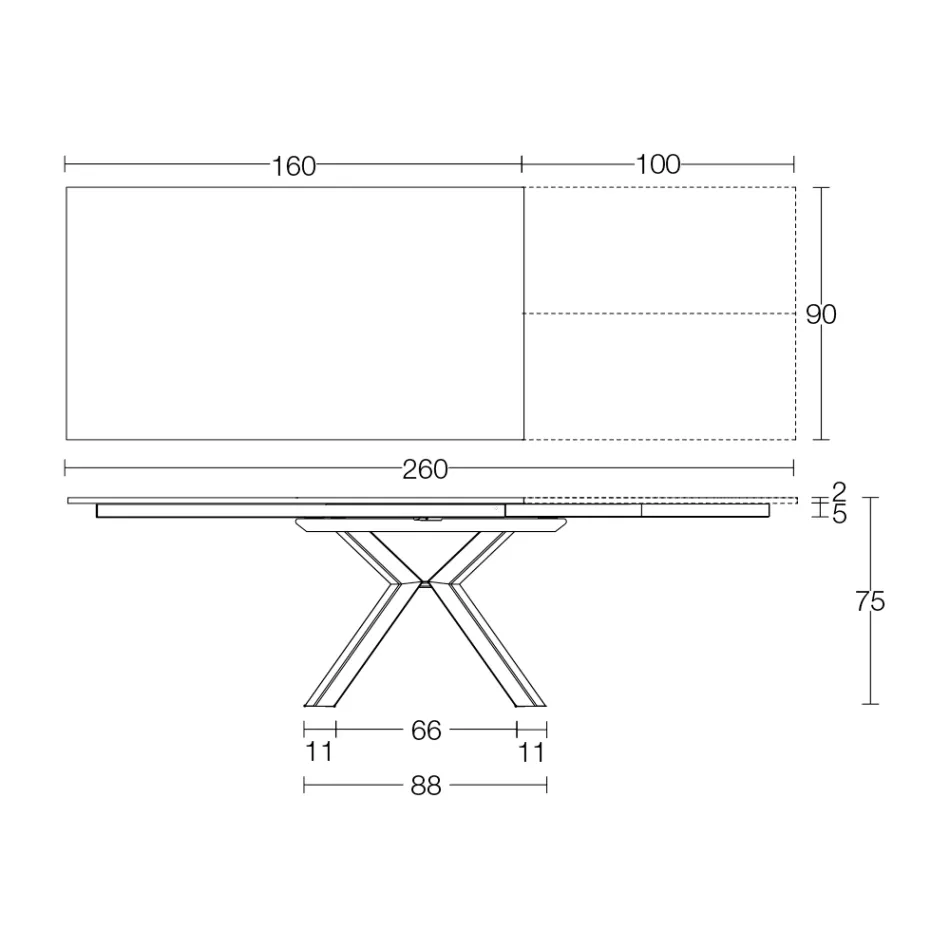 Tavolinë e zgjerueshme në yllin prej qeramike të zezë të lëmuar Calacatta - Balia Viadurini