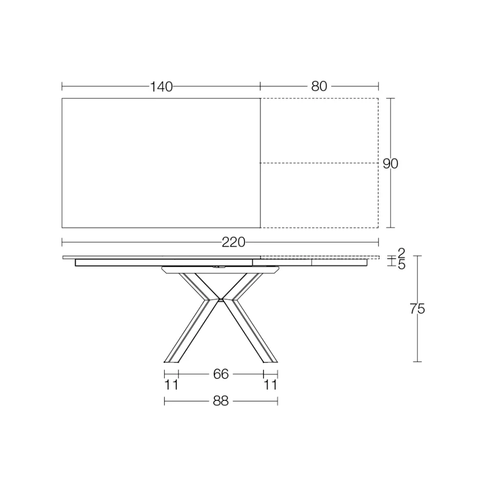 Tavolinë e zgjerueshme në yllin prej qeramike të zezë të lëmuar Calacatta - Balia Viadurini
