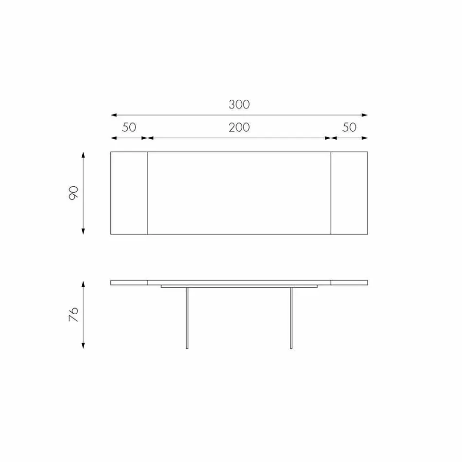 Tavolinë e zgjatur në rimeso lisi me këmbë qelqi Nico Viadurini