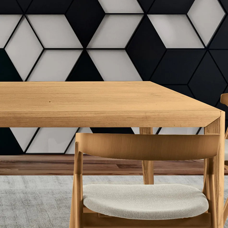 Tavolinë e zgjerueshme në dru të ngurtë hiri me dekorime të ndryshme - Ferenc Viadurini