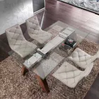 Shtrirja e tryezës në dru të ngurtë dhe qelqi të zbutur adad Viadurini