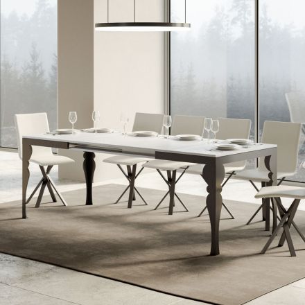 Tavolinë e zgjerueshme nga druri melamine dhe hekuri antracit në fund - Sassone Viadurini