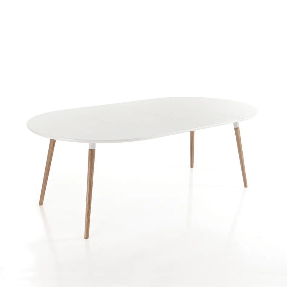 Tavolinë ngrënieje e zgjëruar, me krye të bardhë Ian Viadurini