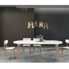 Tavolinë ngrënieje e zgjëruar, me krye të bardhë Ian Viadurini