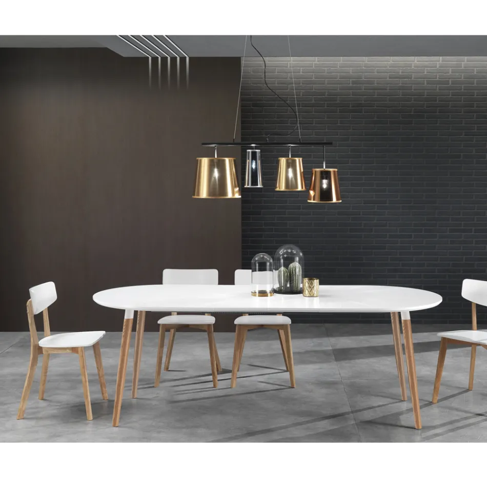 Tavolinë ngrënieje e zgjëruar, me krye të bardhë Ian Viadurini