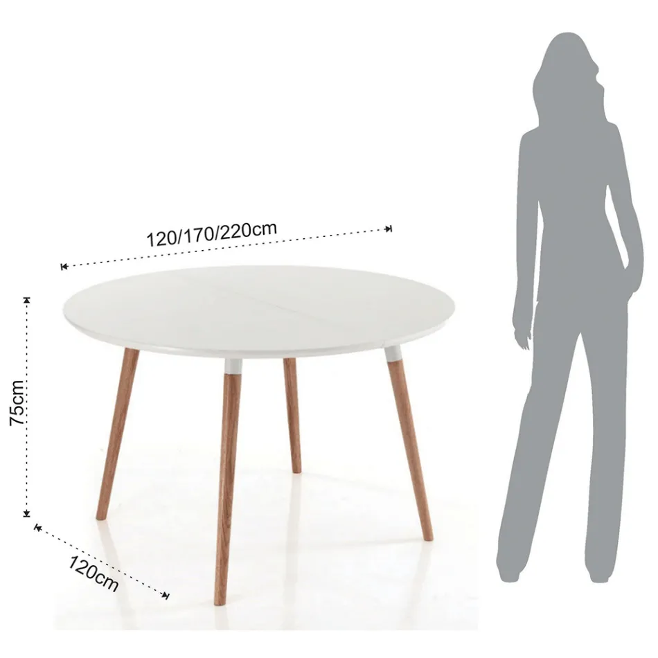 Tavolinë ngrënieje e zgjëruar, me krye të bardhë Ian Viadurini