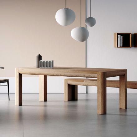 Tavolinë e zgjatur në dërrasë bllokimi dhe këmbë katrore Made in Italy - Rillian Viadurini