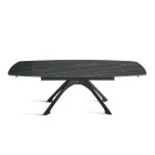 Tavolinë metalike e zgjerueshme me sipërfaqe prej porcelani me efekt mermeri - Vittorio Viadurini