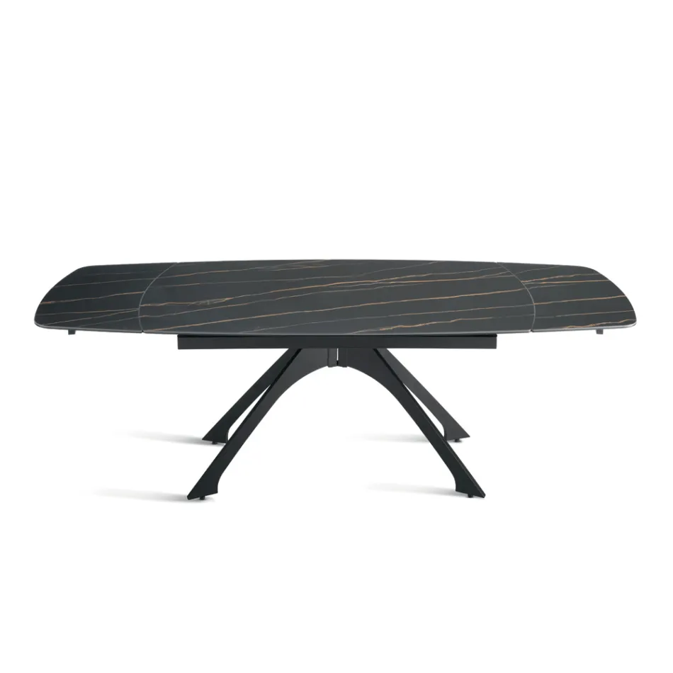 Tavolinë metalike e zgjerueshme me sipërfaqe prej porcelani me efekt mermeri - Vittorio Viadurini