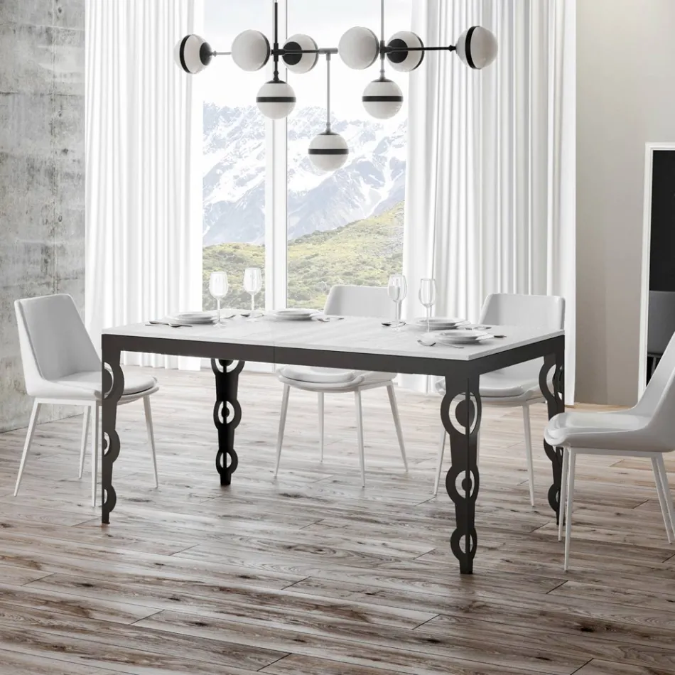 Tavolinë moderne e zgjerueshme me dru melamine dhe nëntokë hekuri - Marella Viadurini