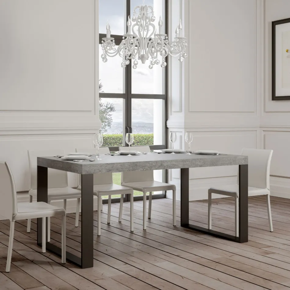 Tavolinë moderne e zgjerueshme në dru melamine Prodhuar në Itali - Badesi Viadurini