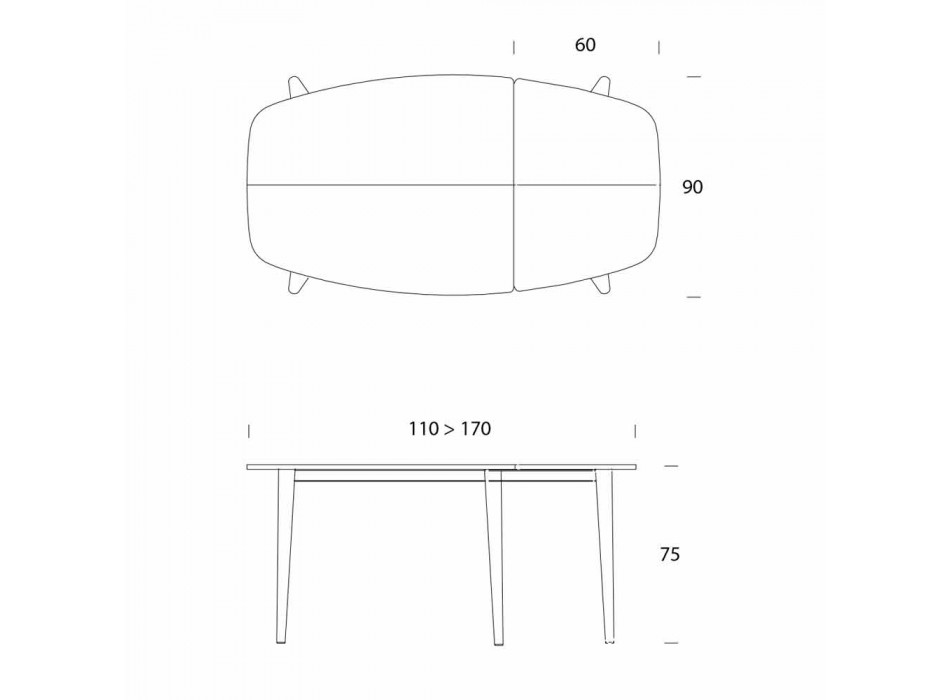 Tavolinë Ngrënieje e Zgjerueshme në Dru të Fasetuar deri në 170 cm - Nutello Viadurini