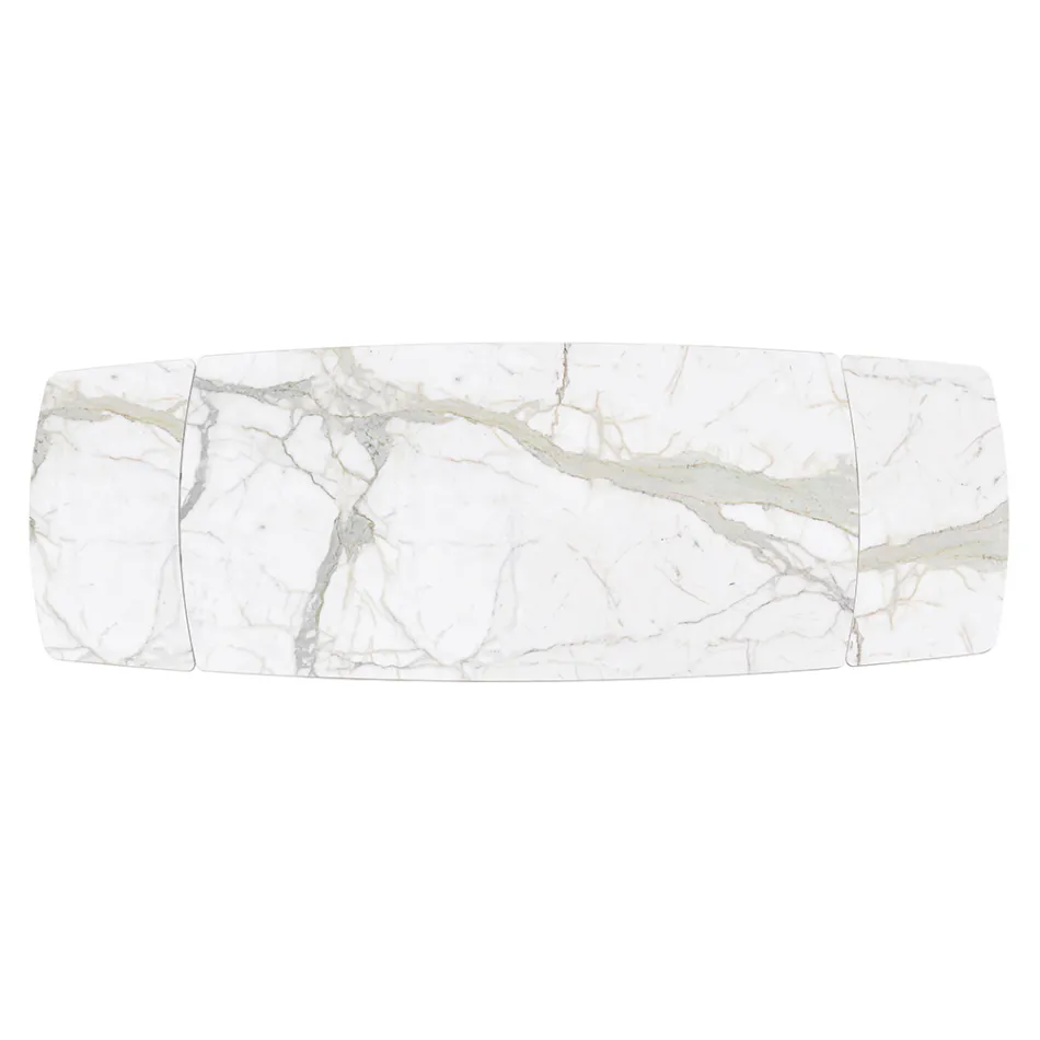 Tavolinë e Zgjerueshme e Bërë me Sipërfaqe Qeramike dhe Bazë Hekuri - Incrocio Viadurini