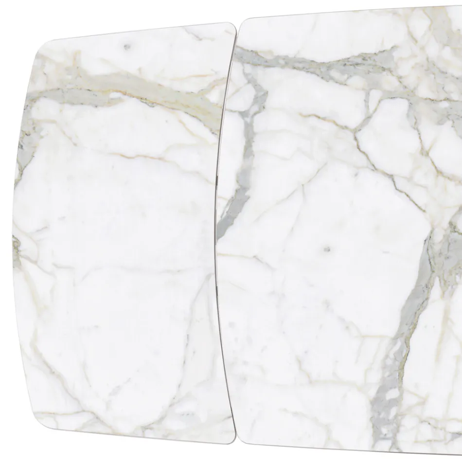 Tavolinë e Zgjerueshme e Bërë me Sipërfaqe Qeramike dhe Bazë Hekuri - Incrocio Viadurini