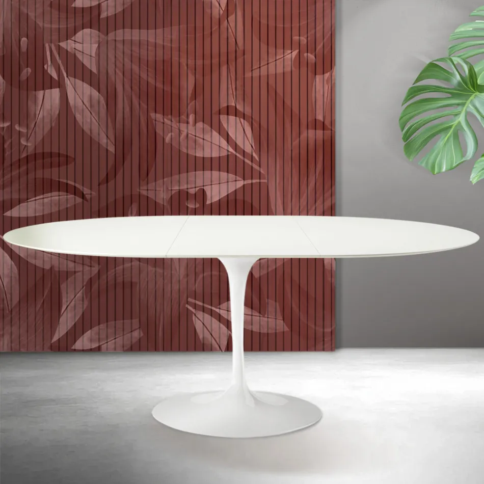 Tavolinë e Zgjerueshme Saarinen Tulip L 74 cm në Qeramikë Florim të Bardhë - Scarlet Viadurini