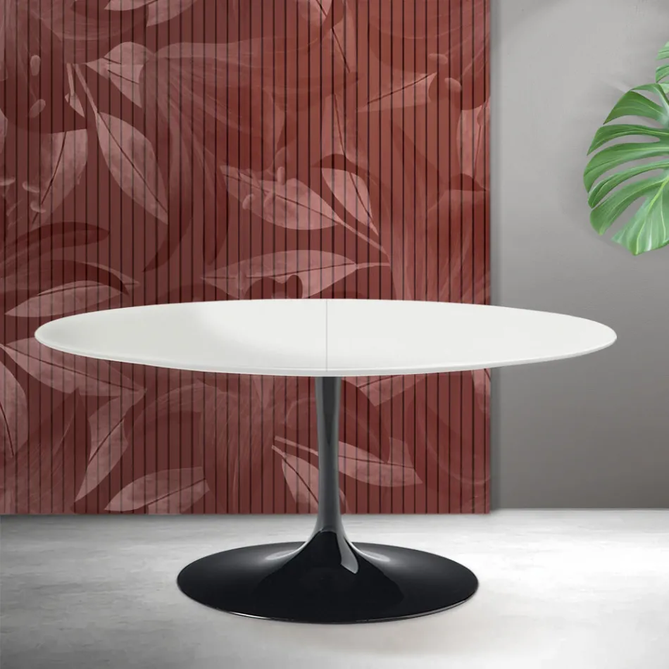 Tavolinë e Zgjerueshme Saarinen Tulip L 74 cm në Qeramikë Florim të Bardhë - Scarlet Viadurini