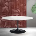 Tavolinë e Zgjerueshme Saarinen Tulip L 74 cm në Qeramikë Florim të Bardhë - Scarlet