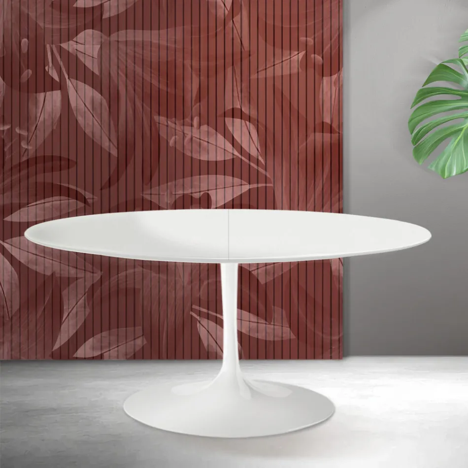 Tavolinë e Zgjerueshme Saarinen Tulip L 74 cm në Qeramikë Florim të Bardhë - Scarlet Viadurini