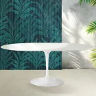 Tavolinë e Zgjerueshme Saarinen Tulip me Lartësi 74 cm në Qeramikë Florim të Bardhë me Shkëlqim - Scarlet Viadurini