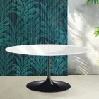 Tavolinë e Zgjerueshme Saarinen Tulip me Lartësi 74 cm në Qeramikë Florim të Bardhë me Shkëlqim - Scarlet Viadurini