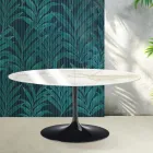 Tavolinë e Zgjerueshme Saarinen Tulip L 74 cm në ngjyrë Florim Calacatta Qeramike me Shkëlqim të Artë - të Kuqe të ndezur Viadurini