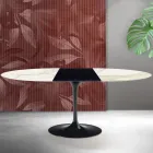 Tavolinë e Zgjerueshme Saarinen Tulip L 74 cm në ngjyrë Florim Calacatta Gold Matt Qeramikë - Scarlet Viadurini