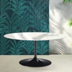 Tavolinë e Zgjerueshme Saarinen Tulip me Lartësi 74 cm në Qeramikë Statuario Florim me Shkëlqim - Scarlet Viadurini