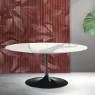 Tavolinë e Zgjerueshme Saarinen Tulip me Lartësi 74 cm në Qeramikë Matte Florim Statuario - Ngjyrë e Kuqe Viadurini