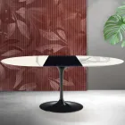 Tavolinë e Zgjerueshme Saarinen Tulip me Lartësi 74 cm në Qeramikë Matte Florim Statuario - Ngjyrë e Kuqe Viadurini