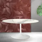Tavolinë e Zgjerueshme Saarinen Tulip me Lartësi 74 cm në Qeramikë Matte Florim Statuario - Ngjyrë e Kuqe Viadurini