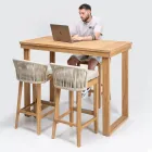 Tavolinë e Lartë për Bar e Bërë nga Tiku Natyral i Lëkuruar - Sponda Viadurini