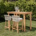 Tavolinë e Lartë për Bar e Bërë nga Tiku Natyral i Lëkuruar - Sponda Viadurini