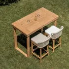 Tavolinë e Lartë për Bar e Bërë nga Tiku Natyral i Lëkuruar - Sponda Viadurini