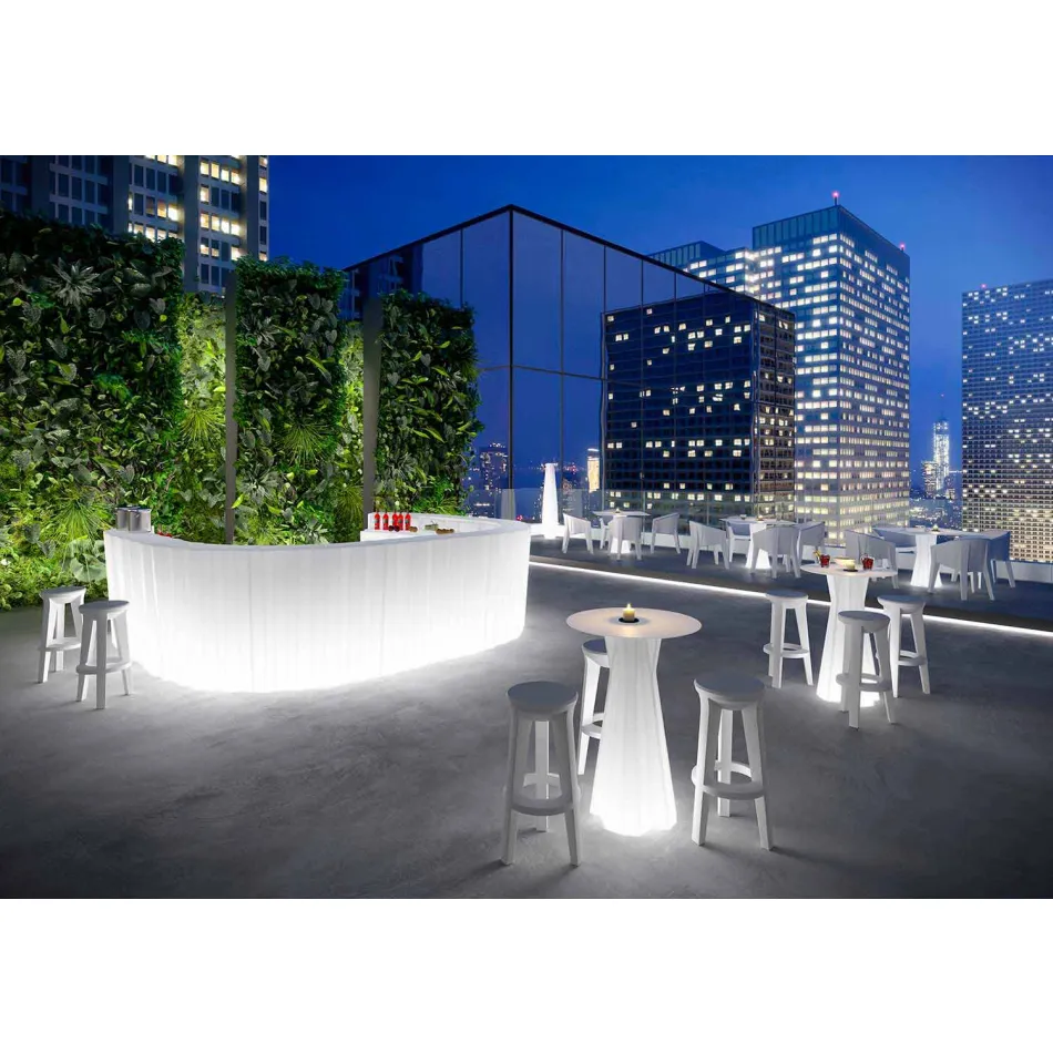 Tavolinë e Lartë e Jashtme me Bazë Ndriçuese dhe Top Hpl Prodhuar në Itali - Tinuccia Viadurini