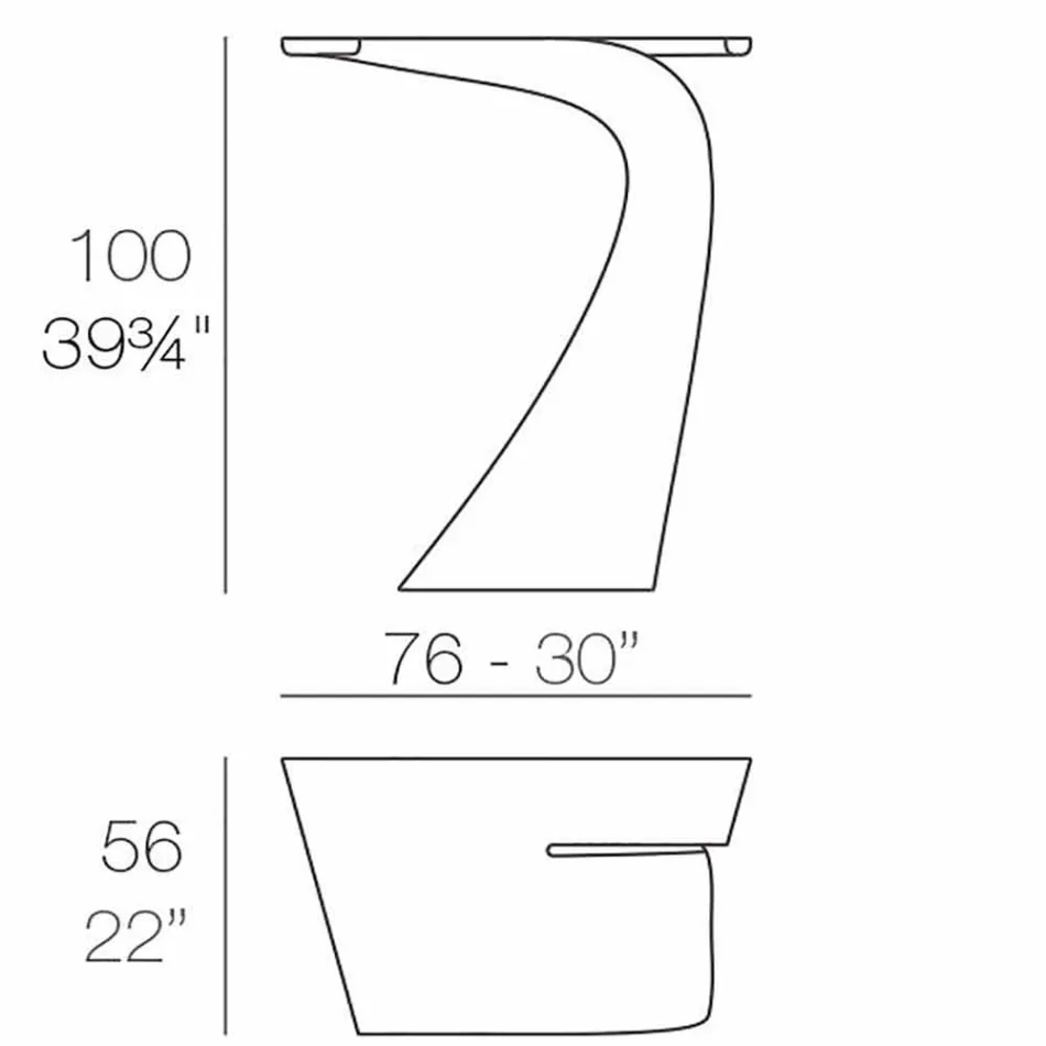 Dizenjoni tryezë të lartë në natyrë H 100 cm, në polietileni, Wing Vondom Viadurini