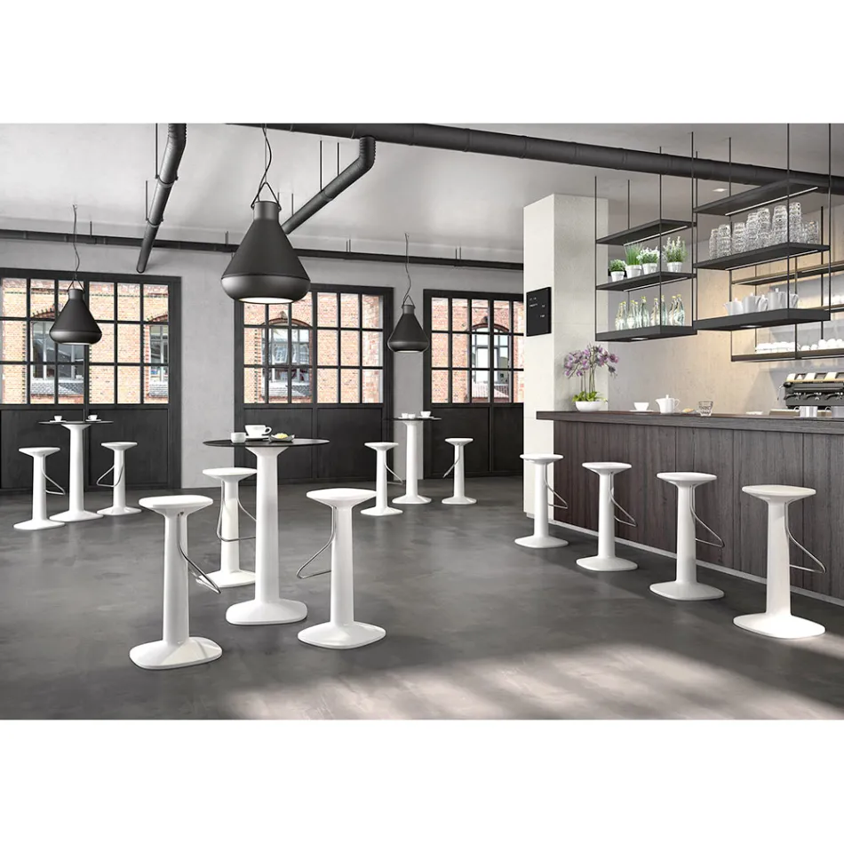 Tryezë e lartë e rrumbullakët në polietileni me majë HPL Made in Italy - Pito Viadurini