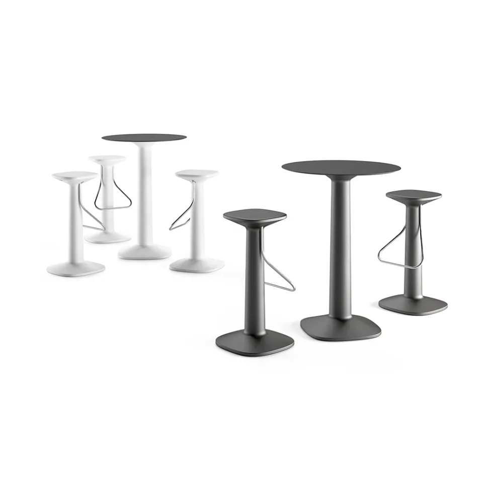 Tryezë e lartë e rrumbullakët në polietileni me majë HPL Made in Italy - Pito Viadurini