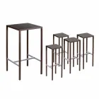 Tabela e Barit me 4 Stool Outdoor në Metal Painted Made në Itali - Fada Viadurini