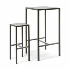 Tabela e Barit me 4 Stool Outdoor në Metal Painted Made në Itali - Fada Viadurini