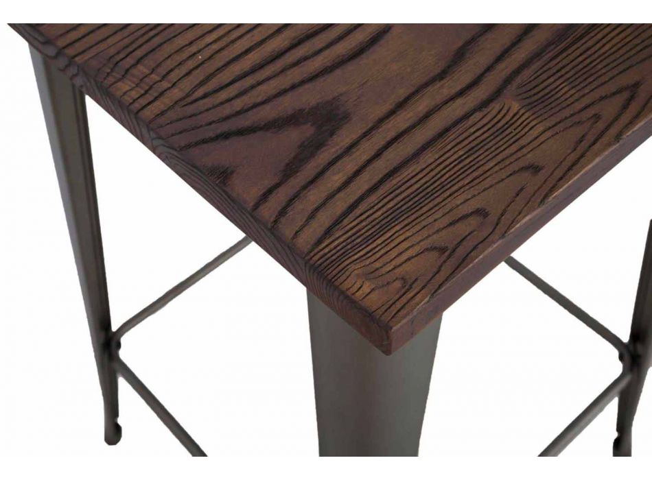 Tavolinë Katrore e Stilit Industrial të Stilit Industrial në Hekur dhe Dru - Sophie Viadurini