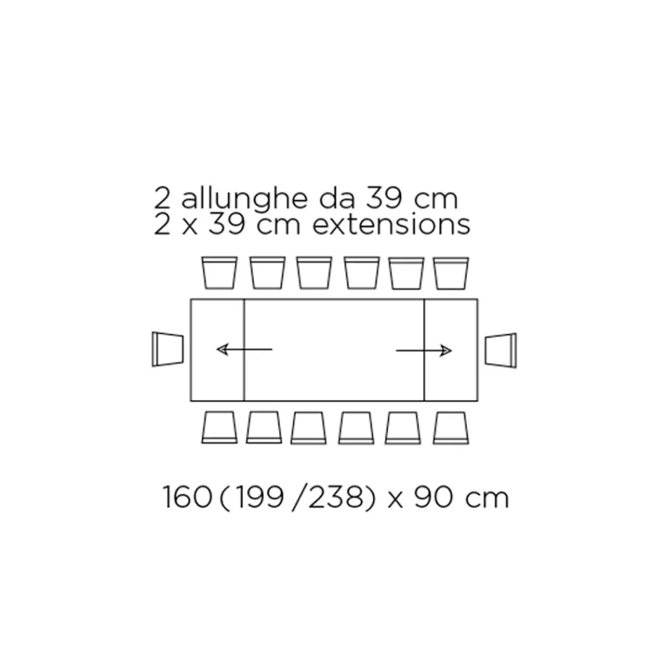 Tavolinë me Extensione të Integruara dhe Bazë çeliku Mink Made in Italy - Dalmatian Viadurini